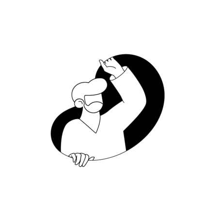 Illustration einer männlichen Person mit Aus- bzw. Weitblick